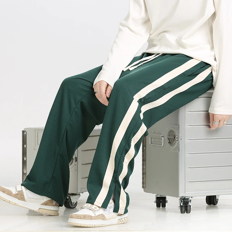 Pantalon de sport décontracté et polyvalent pour homme, coupe droite et ample, taille mi-haute, léger, style urbain